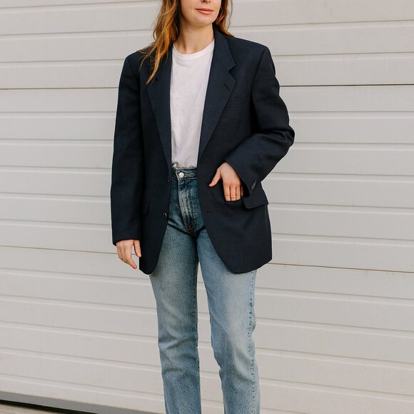 Dior Jackets & Blazers - Vintage Christian Dior Dark Blue Navy Sports Coat Pure Virgin Wool Medium